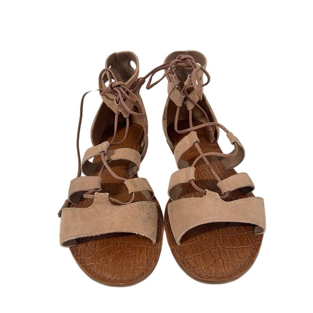 Gianni Bini Women’s Size 9.5 Kenna Lace Up Leather Sandals Sunset Haze Tan